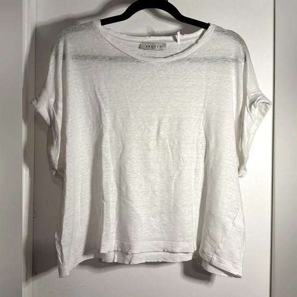 Sandro Paris White Linen Top Size 1/Small - Picture 1 of 6